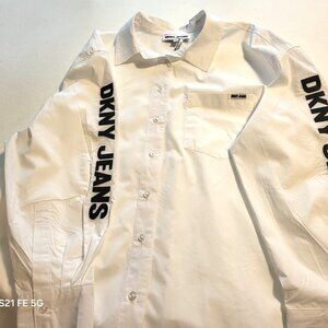 DKNY JEANS - MEN'S NEW WHITE LONG SLEEVE SHIRT. SIZE (2XL) MSRP $60.00